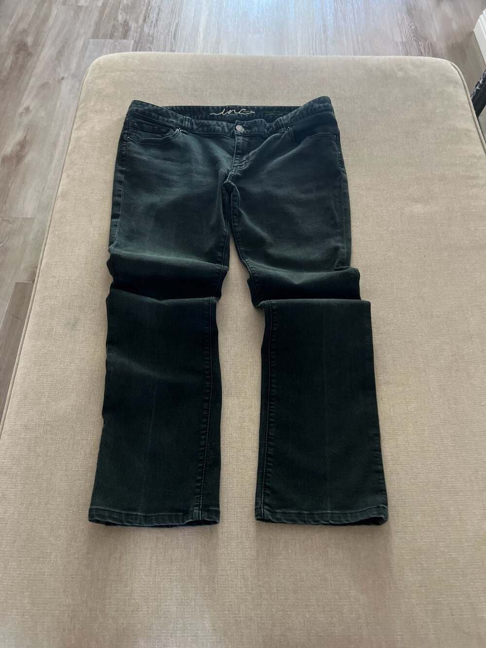 INC Denim Regular Fit Low Straight Leg Black Jeans